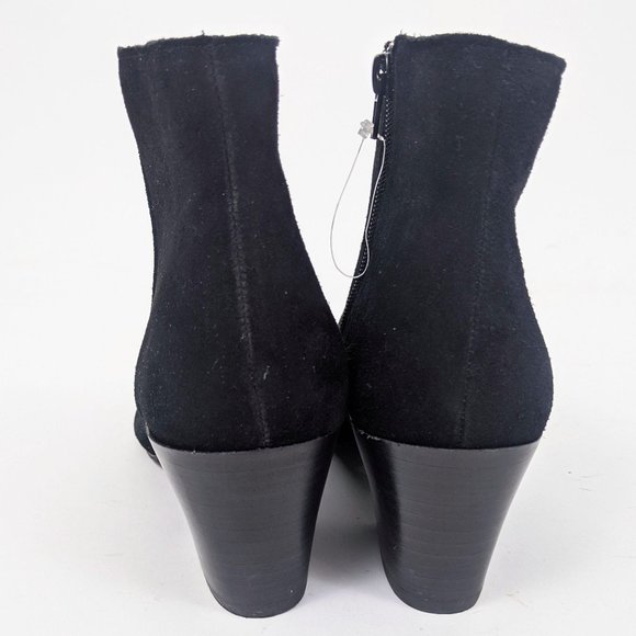 Kensie Lyden Suede Leather Ankle Booties 10 Black - Picture 3 of 10